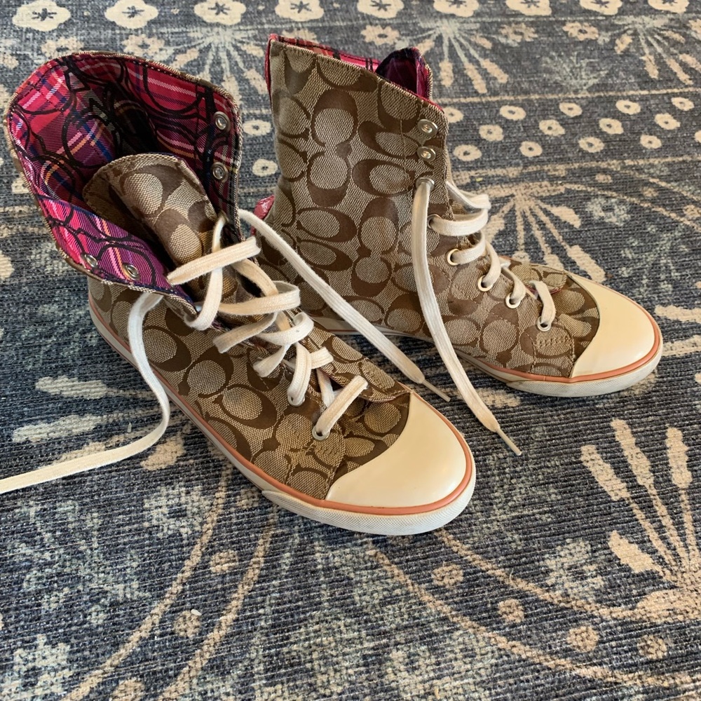 Coach high top tennis shoes, size 8.5B